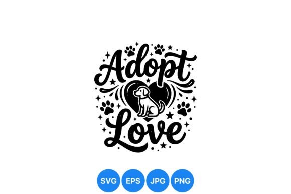 Adopt Love Paw Print Design