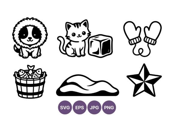 Black and White Animal and Object Icons