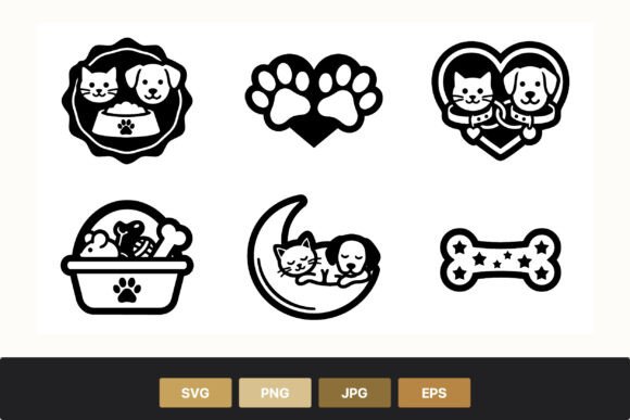 Black White Pet Icons Set Review
