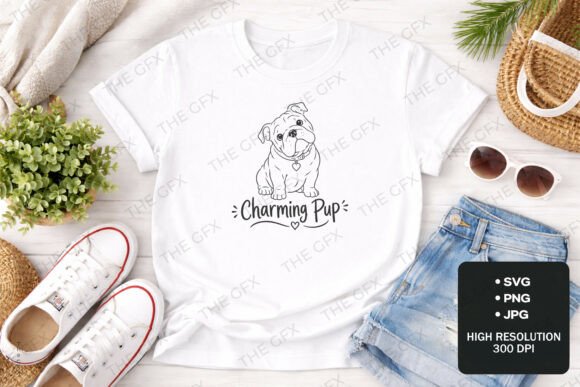 Charming Pup Cute Bulldog T-Shirt Design