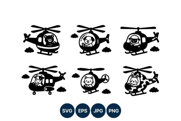Cute Animal Helicopter Vector Art