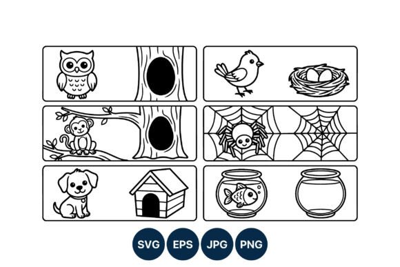 Cute Animal Line Art Vector Set