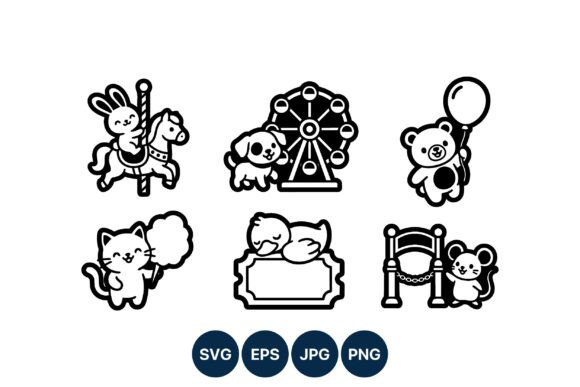 Cute Black White Animal Carnival Vector