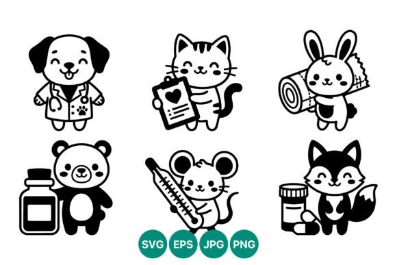 Cute Black White Animal Kids Camp Vet