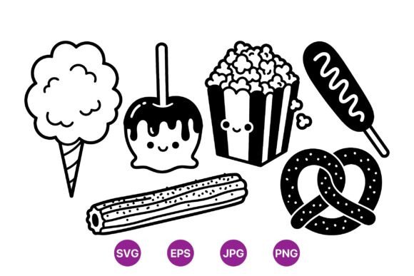 Cute Carnival Snack Clipart Set