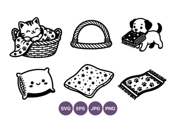 Cute Cat and Puppy Vector Art