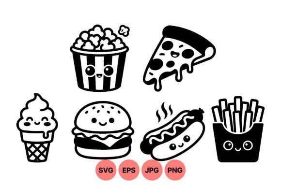 Cute Kawaii Fast Food Icons