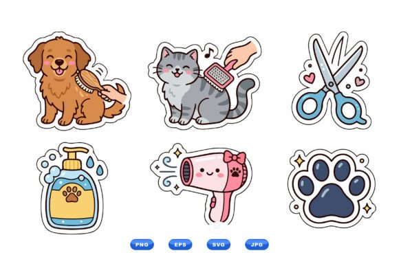 Cute Pet Grooming Stickers