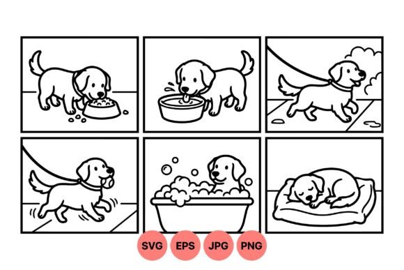 Cute Puppy Daily Life Clipart