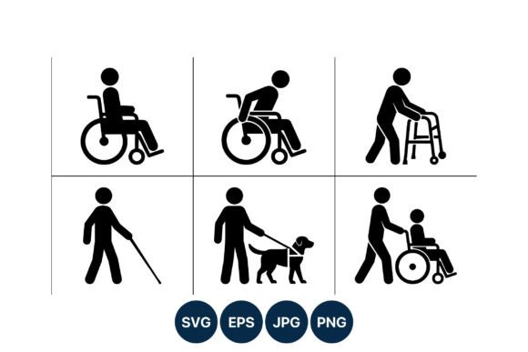 Disability Silhouette Icons Set