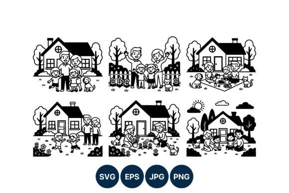 Family Outdoor Vector Activities