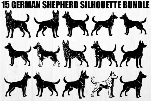German Shepherd Silhouette Bundle