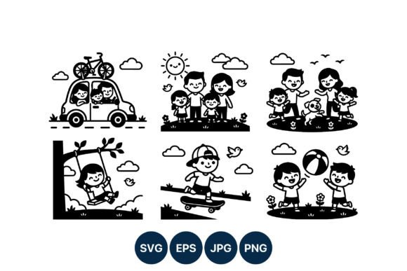 Happy Family Playing Outdoors Vector