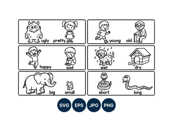 Opposite Adjective Cartoons for Kids