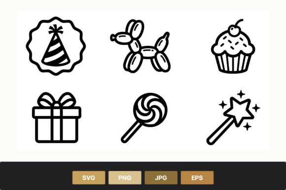 Party Line Icons Black White