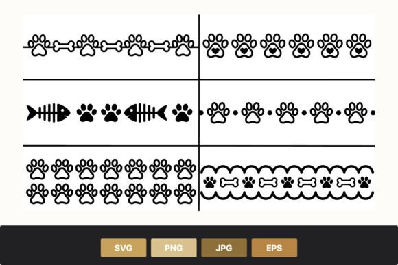Paw Prints and Bones Seamless Border