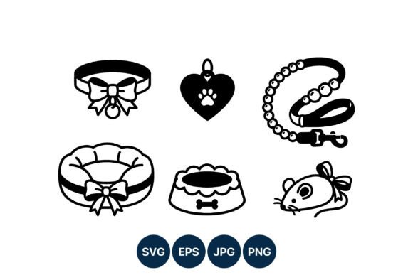 Pet Collar Heart Tag Leash Toy Vector
