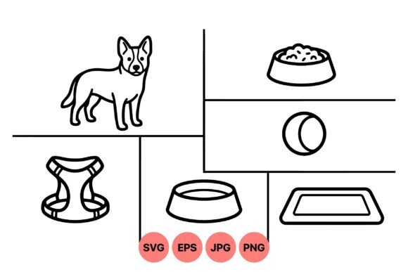 Pet Supplies Outline Clipart