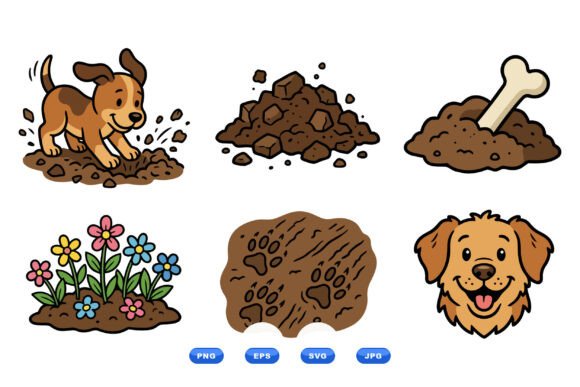 Playful Puppy Digging Clipart