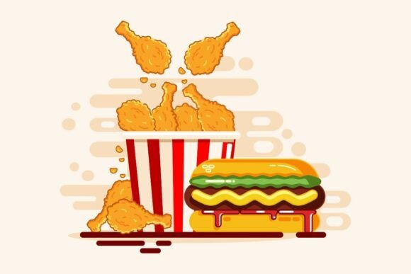 Set of Fast Food Fried Chicken
