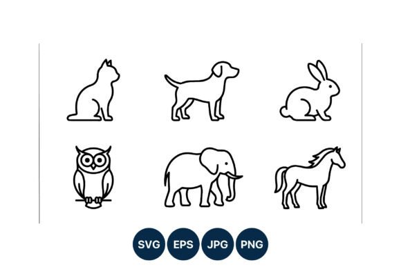 Simple Animal Line Art Vector Icons